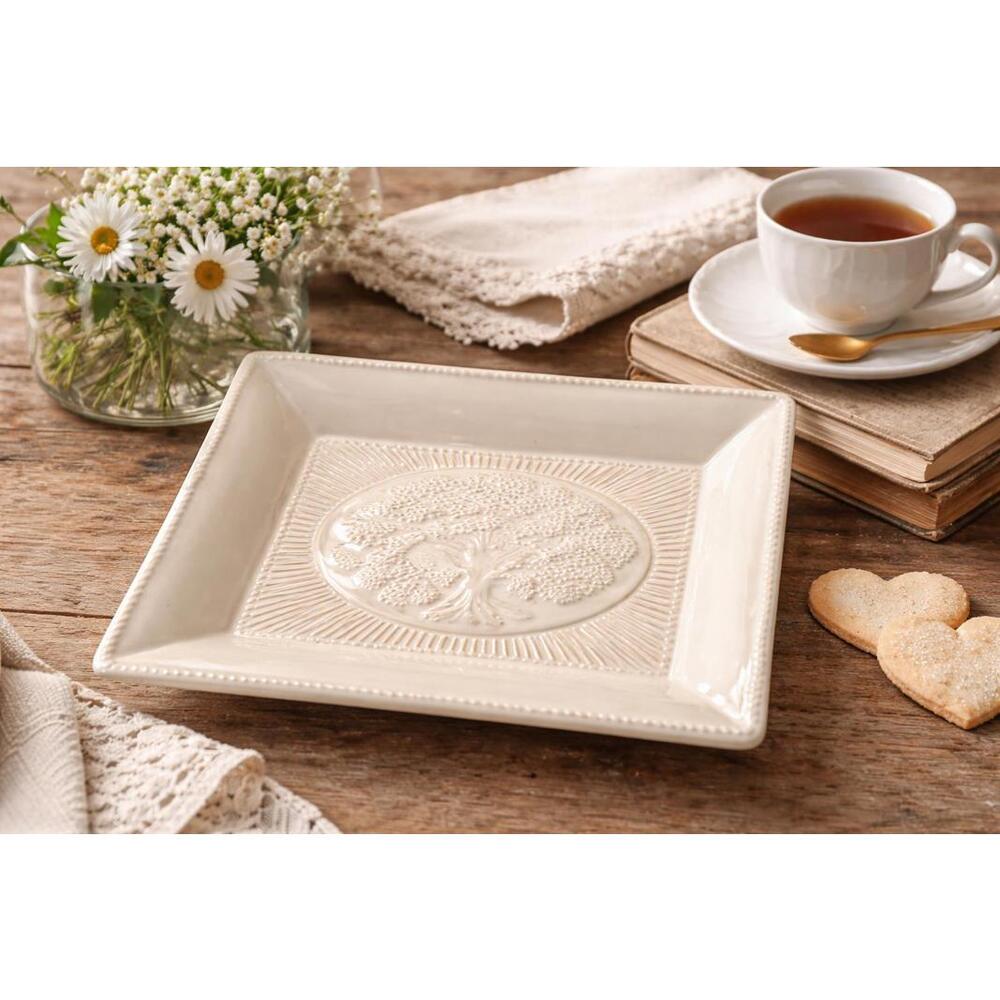 Juliska Cream Color Cornerstone Collection Friendship Tray w/ Saying on Back